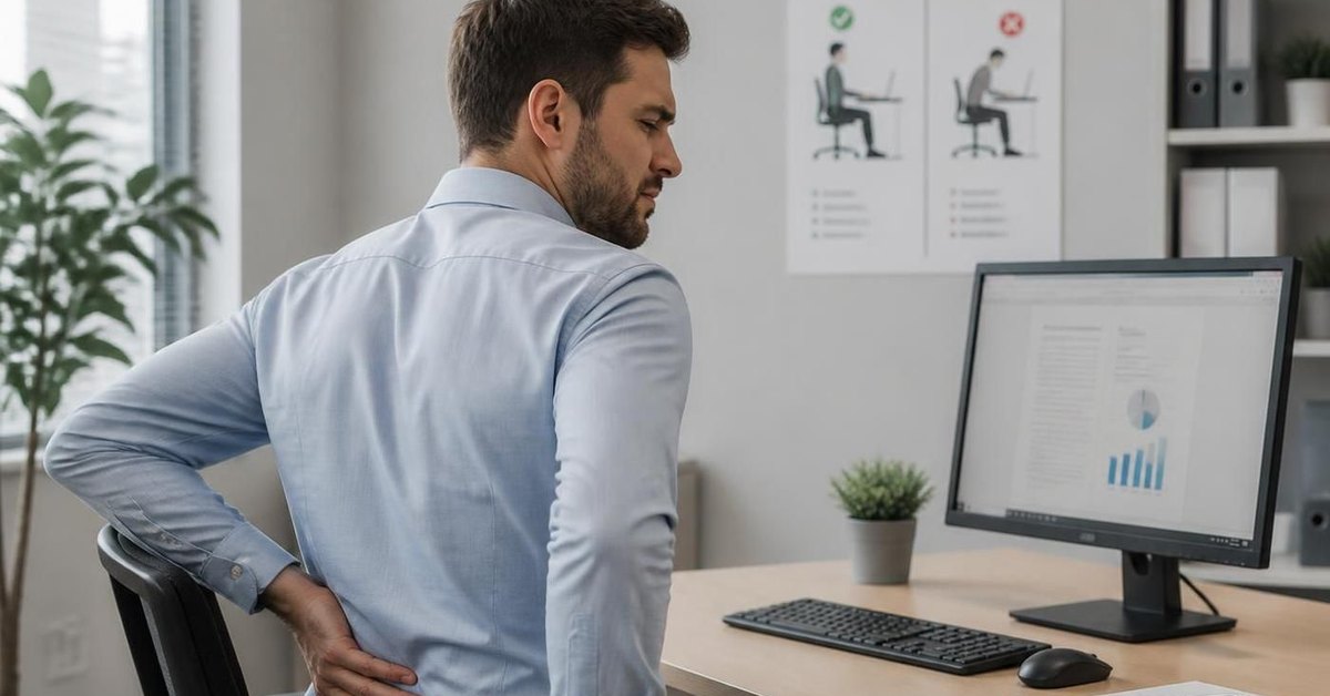 Office worker at a desk after returning from holiday