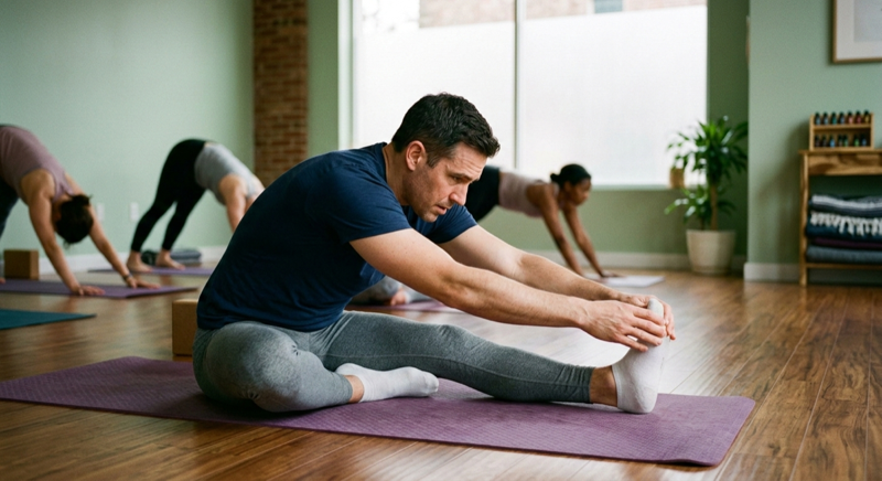 Man stretching to touch his toes