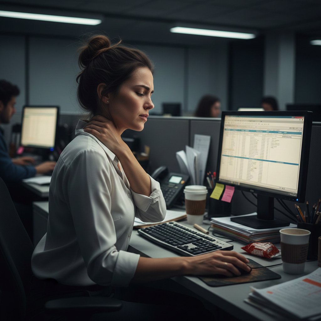 Office worker with neck pain