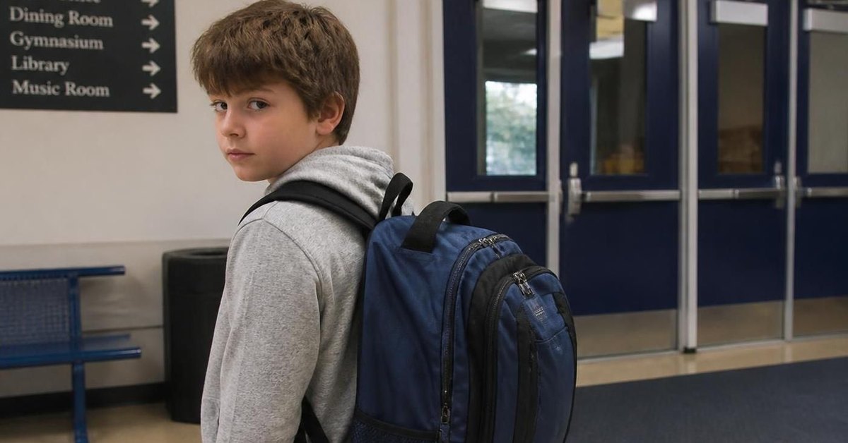 Child wearing a school bag